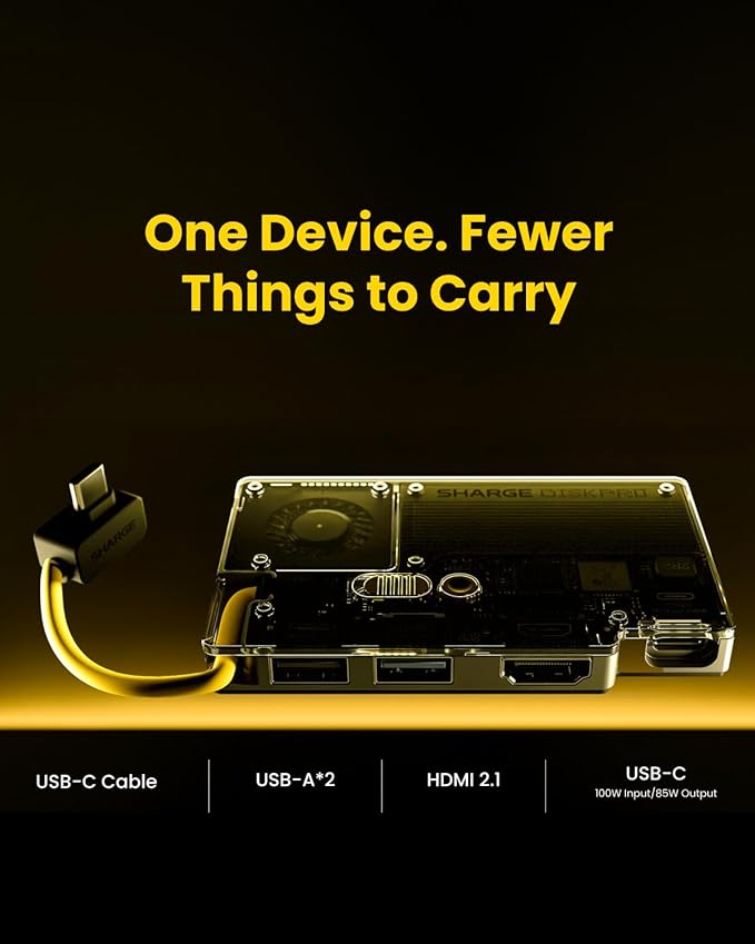 Disk Pro | 4-ports Hub丨Ice-storm Cooler丨Max 4TB丨10Gbps丨MagSafe Compatible丨HDMI 2.1丨Built-in Cable