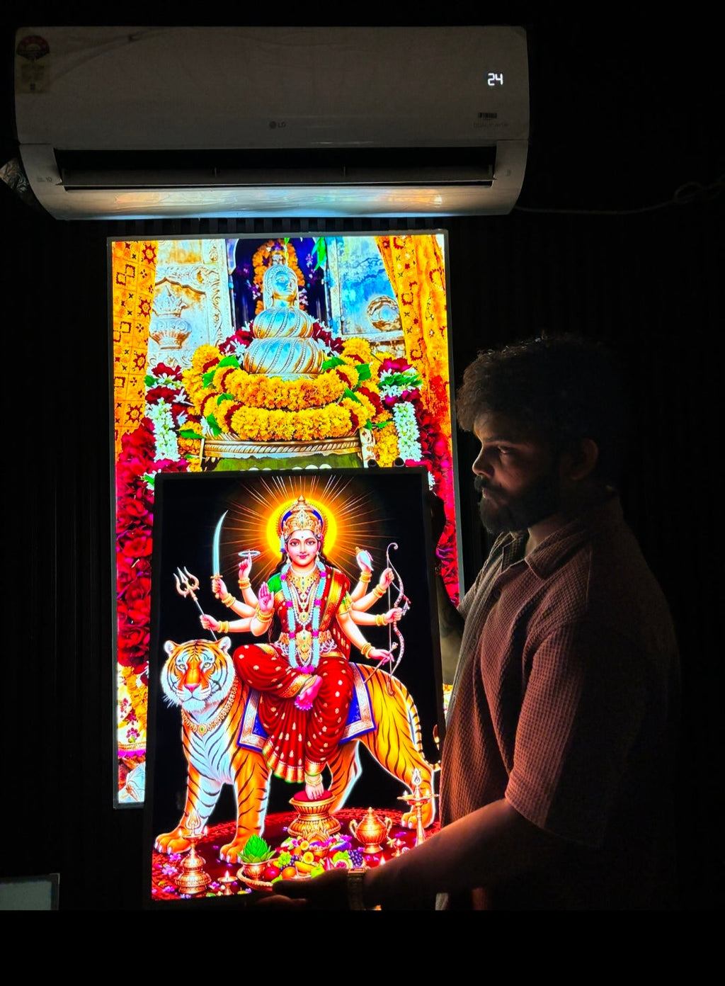 Durga Mata  Premium Acrylic Glow Light Frame