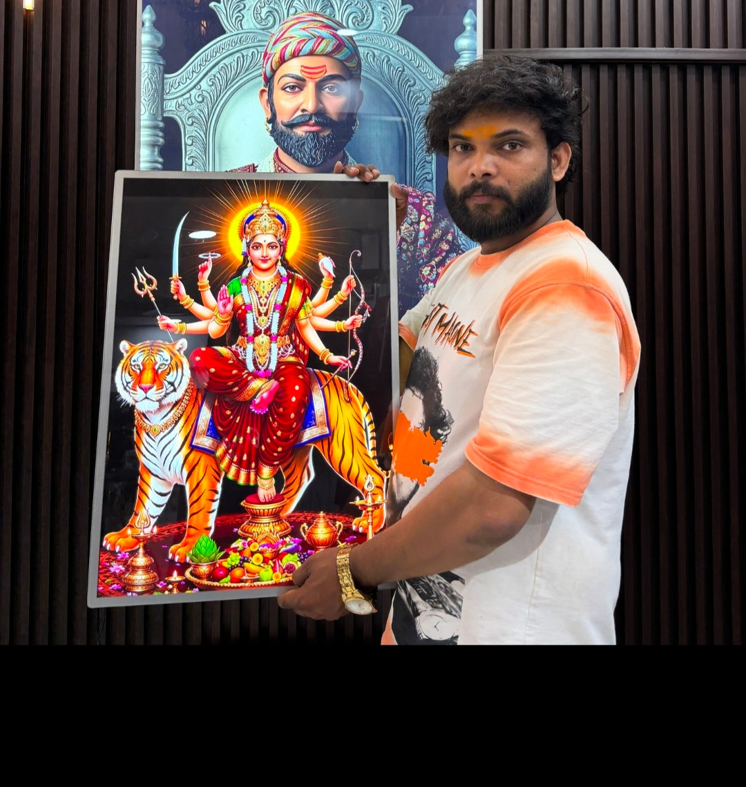 Durga Mata  Premium Acrylic Glow Light Frame