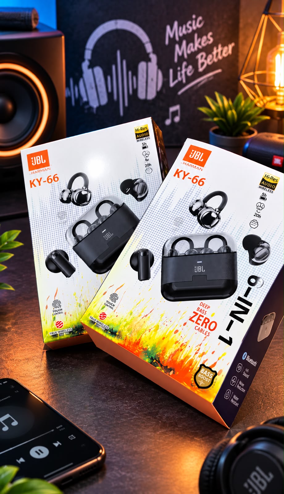 🔥 6-in-1 Wireless JBL Earbuds with Charging Case – Premium Sound & Long Battery Lif
