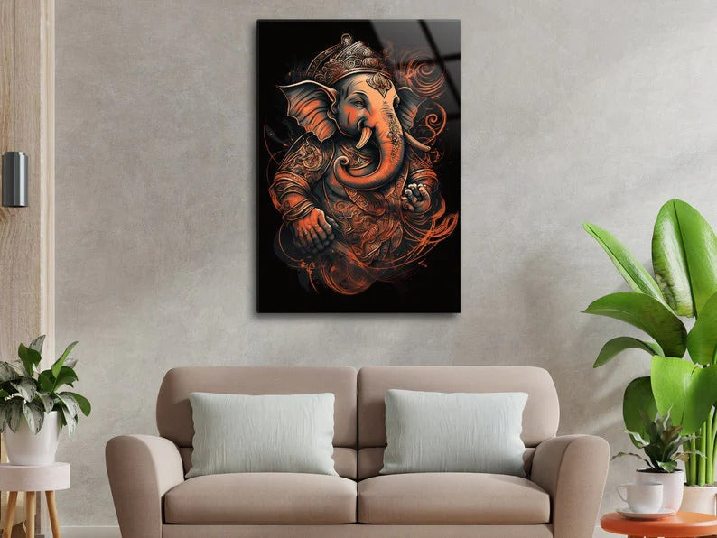 Ganesh Ji Acrylic Glass Wall Art | Ganesh Wall Art | Panoramic Wall Decor | Abstract Wall Decor | Housewarming Gifts | Home Decor |