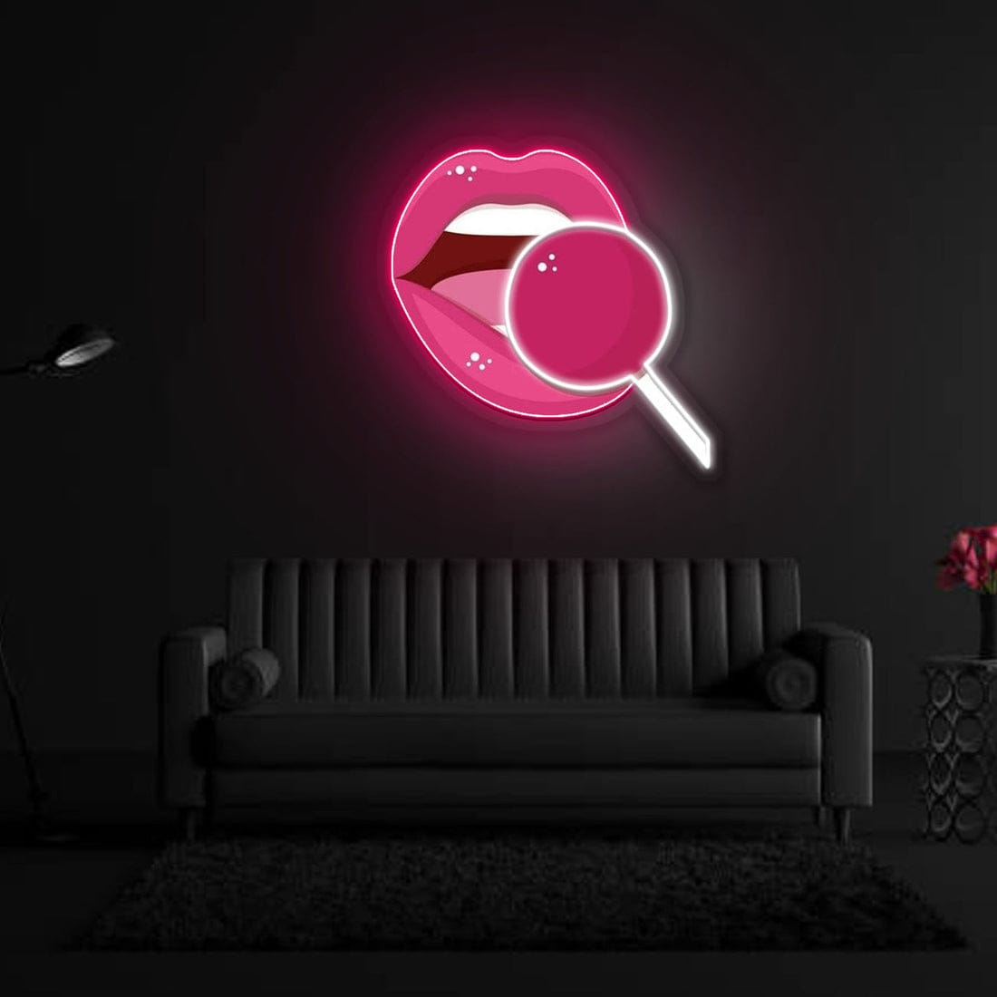Pink lip Neon Sign x Acrylic Artwork