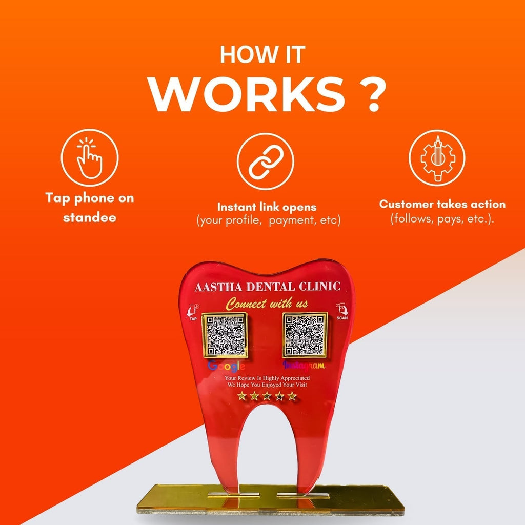 2 QR Tooth Shaped Red Colour Standee – Omnikarts.com