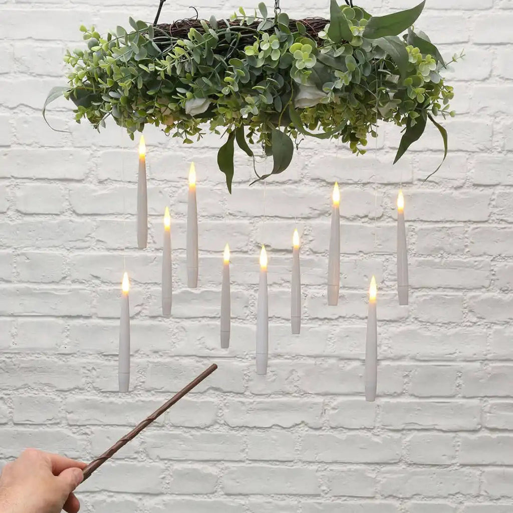 Floating Taper Candles with Wand | Pack of 12