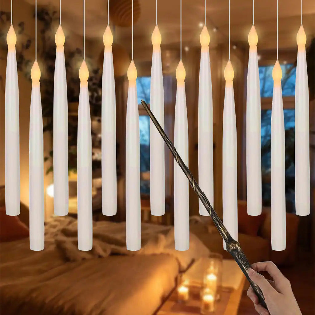 Floating Taper Candles with Wand | Pack of 12