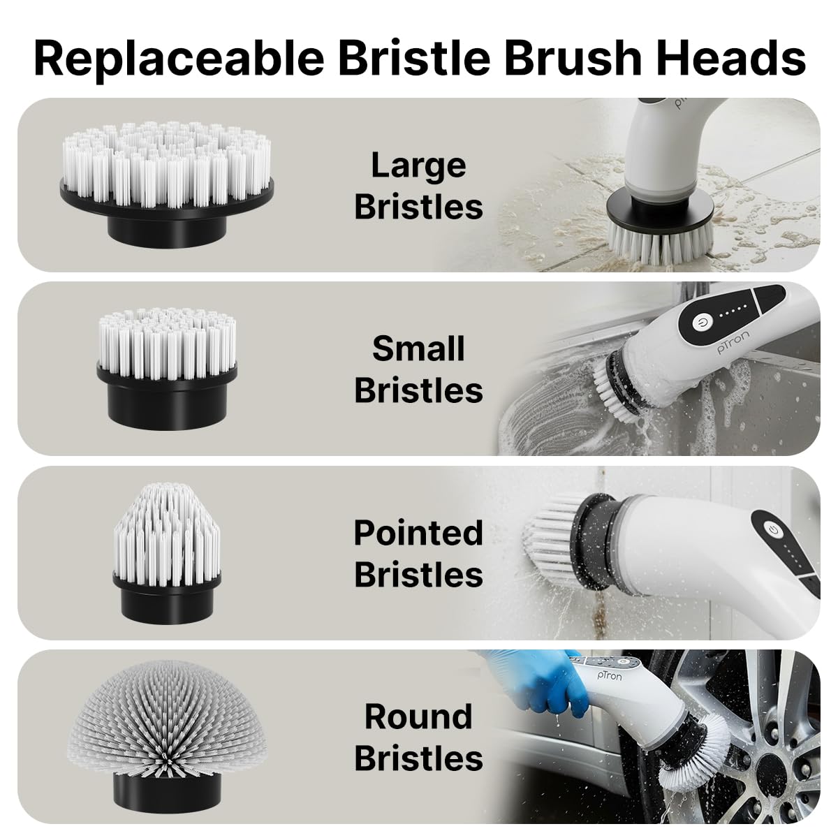 EaseMate Scrubber X1, Electric Spin Scrubber w/ 5 Adjustable Speeds, Cleaning Brush Scrubber for Home, 400RPM/min, 120 min Run Time, 8 Replaceable Brush Heads for Bathroom, Floor Tiles (White)