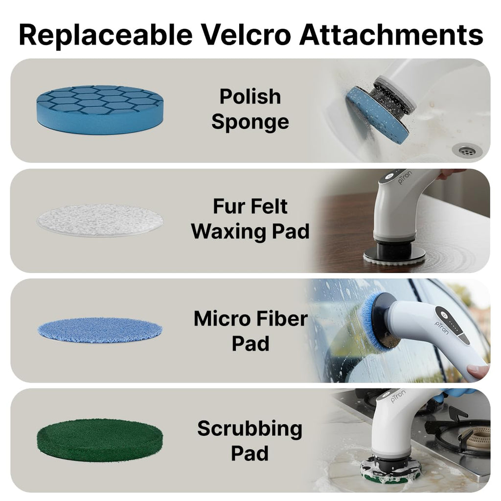 EaseMate Scrubber X1, Electric Spin Scrubber w/ 5 Adjustable Speeds, Cleaning Brush Scrubber for Home, 400RPM/min, 120 min Run Time, 8 Replaceable Brush Heads for Bathroom, Floor Tiles (White)